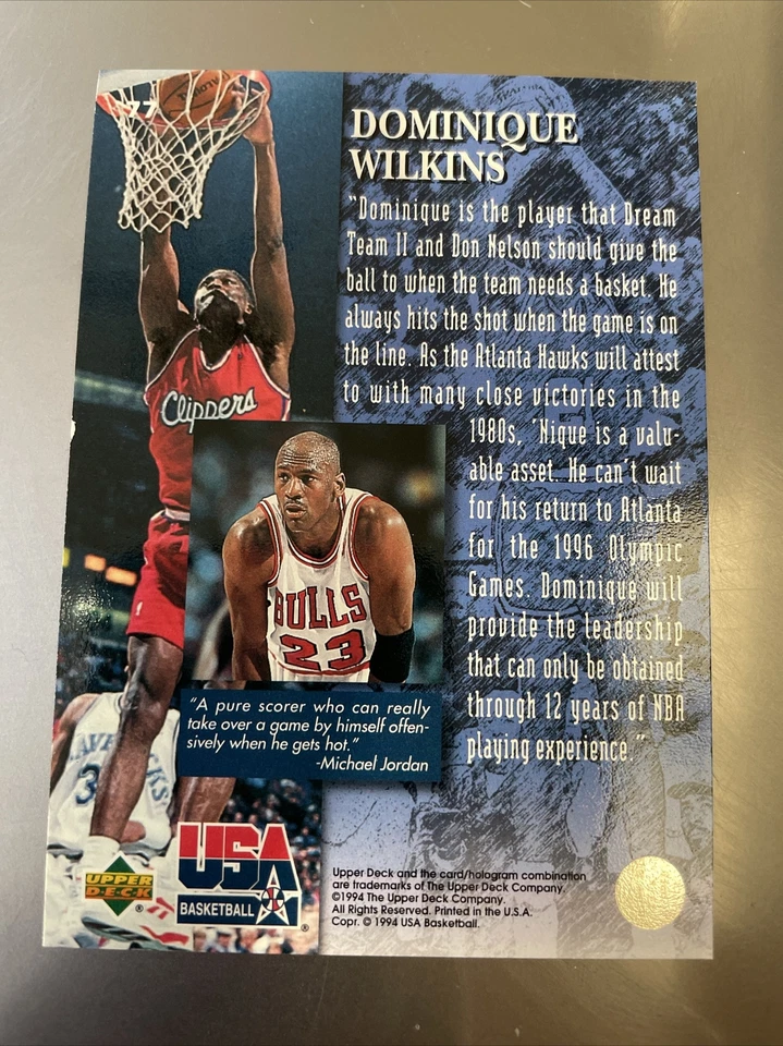 1994 Upper Deck USA The Jordan Report Dominique Wilkins Hawks #77 (KCR) - Image 2 of 2