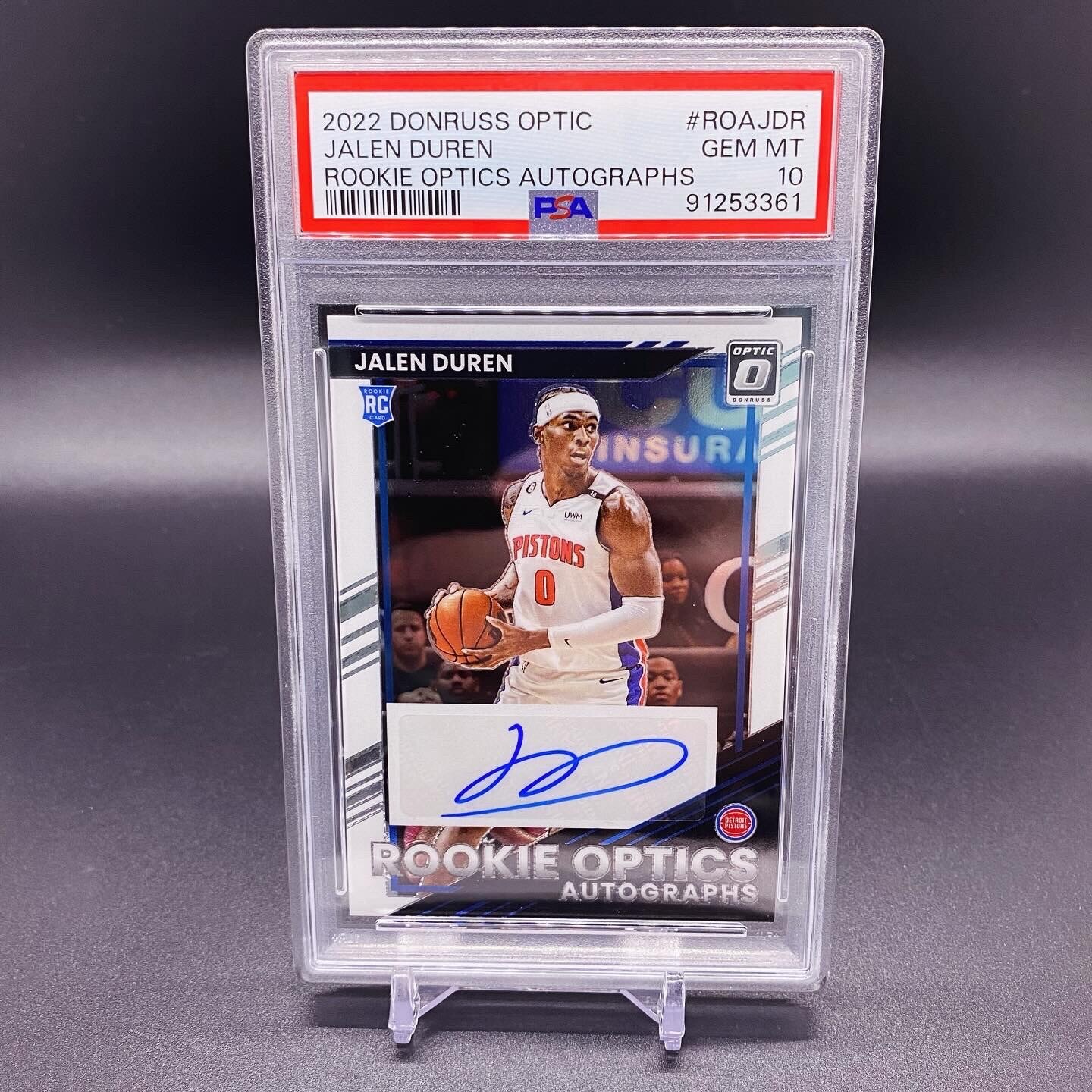 #/49! - PSA 10 🚨2022-23 Donruss Optic Jalen Duren Rookie Autographs Auto Optics