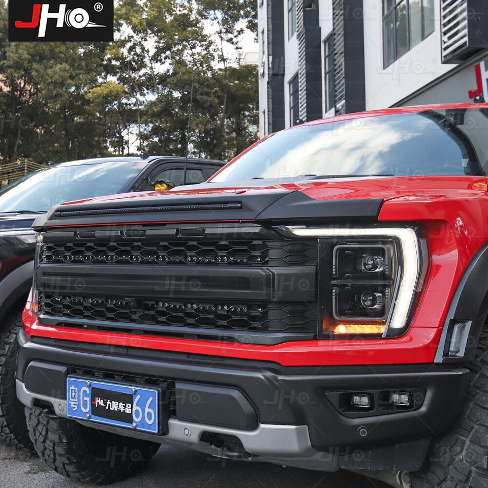 Front Bug Shield Hood Deflector Guard with Light for Ford F150 Raptor ...