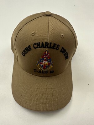 New The Corps USNS Charles Drew T-AKE 10  Beige Baseball Cap Hat One Size