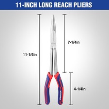 WORKPRO Premium 11''Extra Long Needle Nose Pliers Heavy-Duty CRV Steel Soft Grip