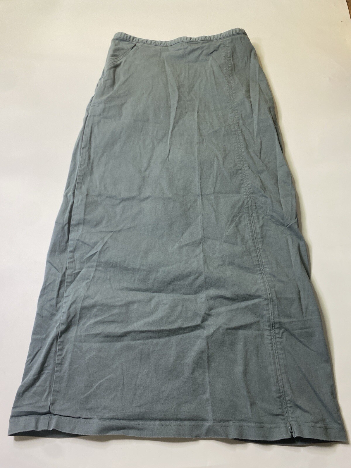 Patagonia Women’s Sz 19 Blue Stretch Cotton Front Maxi Casual Skirt Grunge Fairy