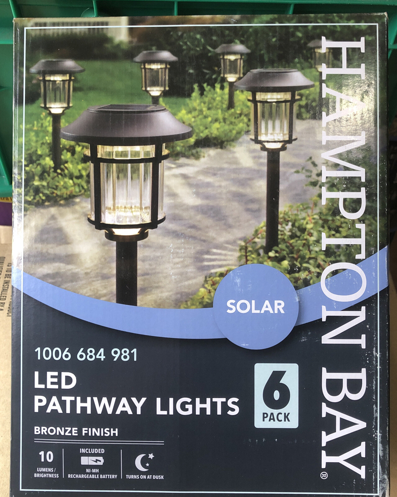 Hampton Bay Low Voltage Black Integrated LED Path Lights SOLAR 6-Pack