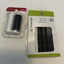 All Purpose Poly/Cotton Thread-Black  White 075691604509  Singer Assort Needl