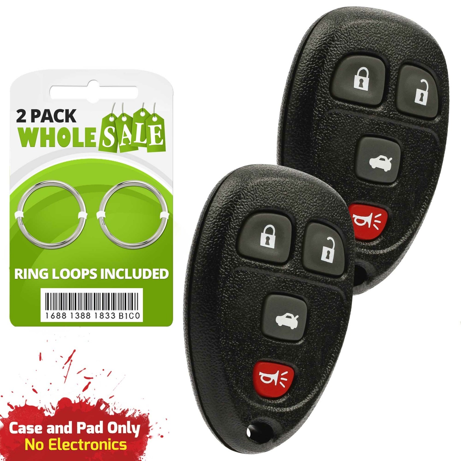 2 Replacement For 2010 2011 2012 2013 Chevrolet Impala Key Fob Alarm Shell Case