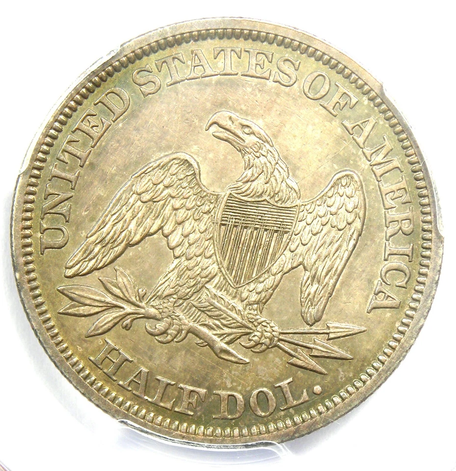 Монета номиналом 50 центов 1843 с изображением сидящей Свободы — PCGS детализация не бывшая в обращении (MS UNC) — редкая! - Изображение 4 из 4