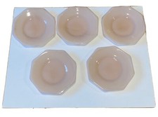 5 Akro Agate Vintage Pink Plates Children's Tea Set RARE COLOR Octagonal Shape