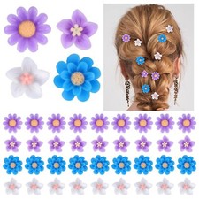 BBTO 24 Pcs Mini Flower Hair Clip for White Pink, Light Purple, Blue