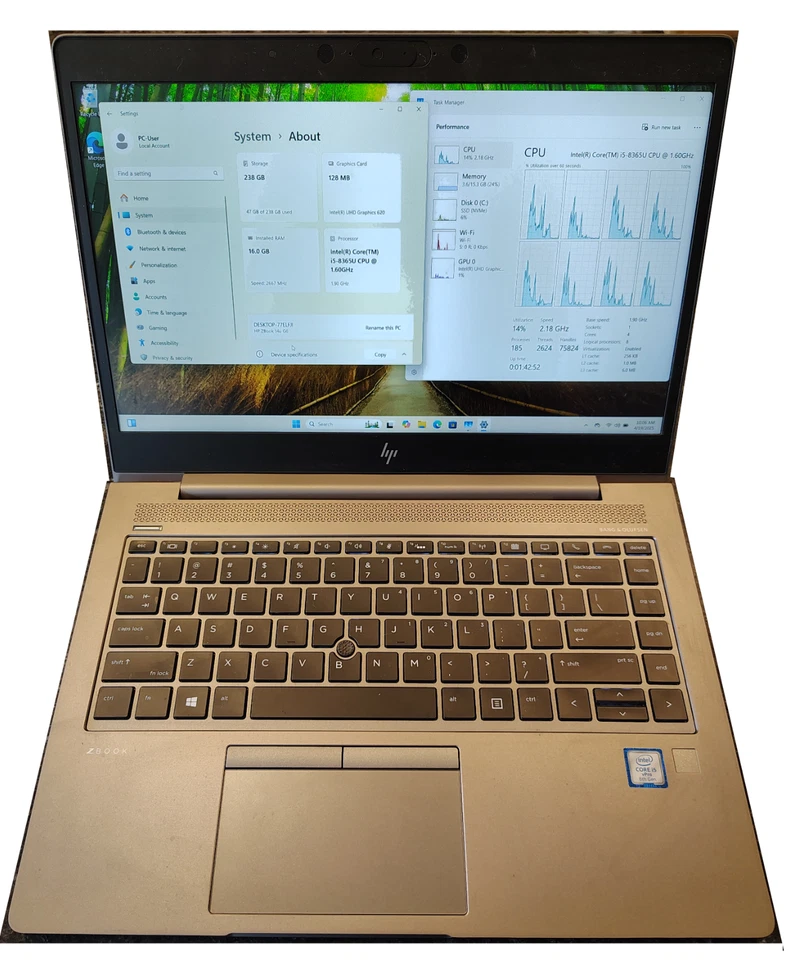 Portátil HP ZBook 14u G6 14" i5 8ª Gen 256GB SSD 16GB RAM, Max 32GB Win 11 Pro Foto 2 de 4