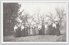 Linen~B&W~Young Women Group~Helpers @ Otwell Office~Tree Bkgd~Carlinville AR~Vtg
