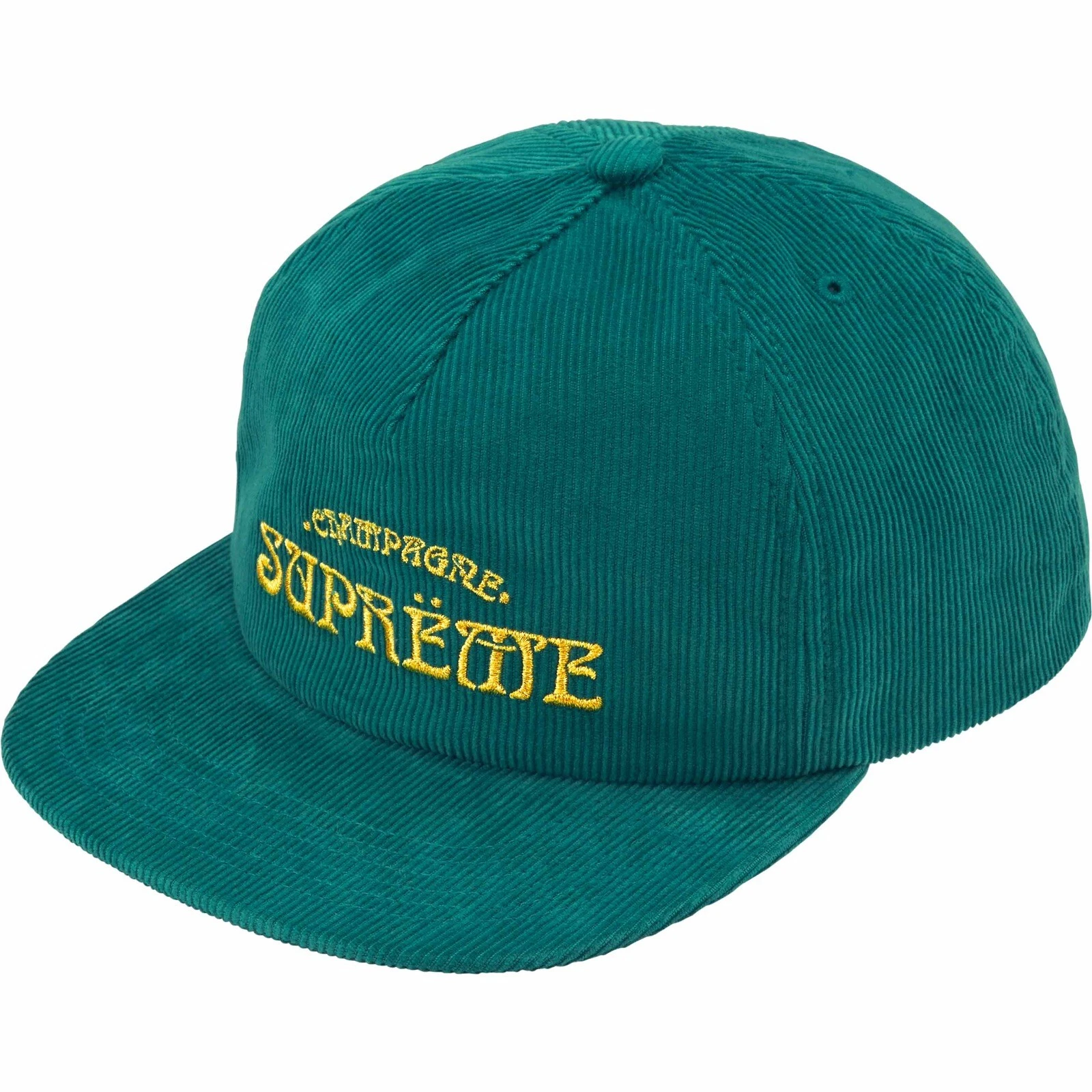 Supreme Champagne Corduroy 5 Panel Snapback Cap   Green, OS, DSWT brand new