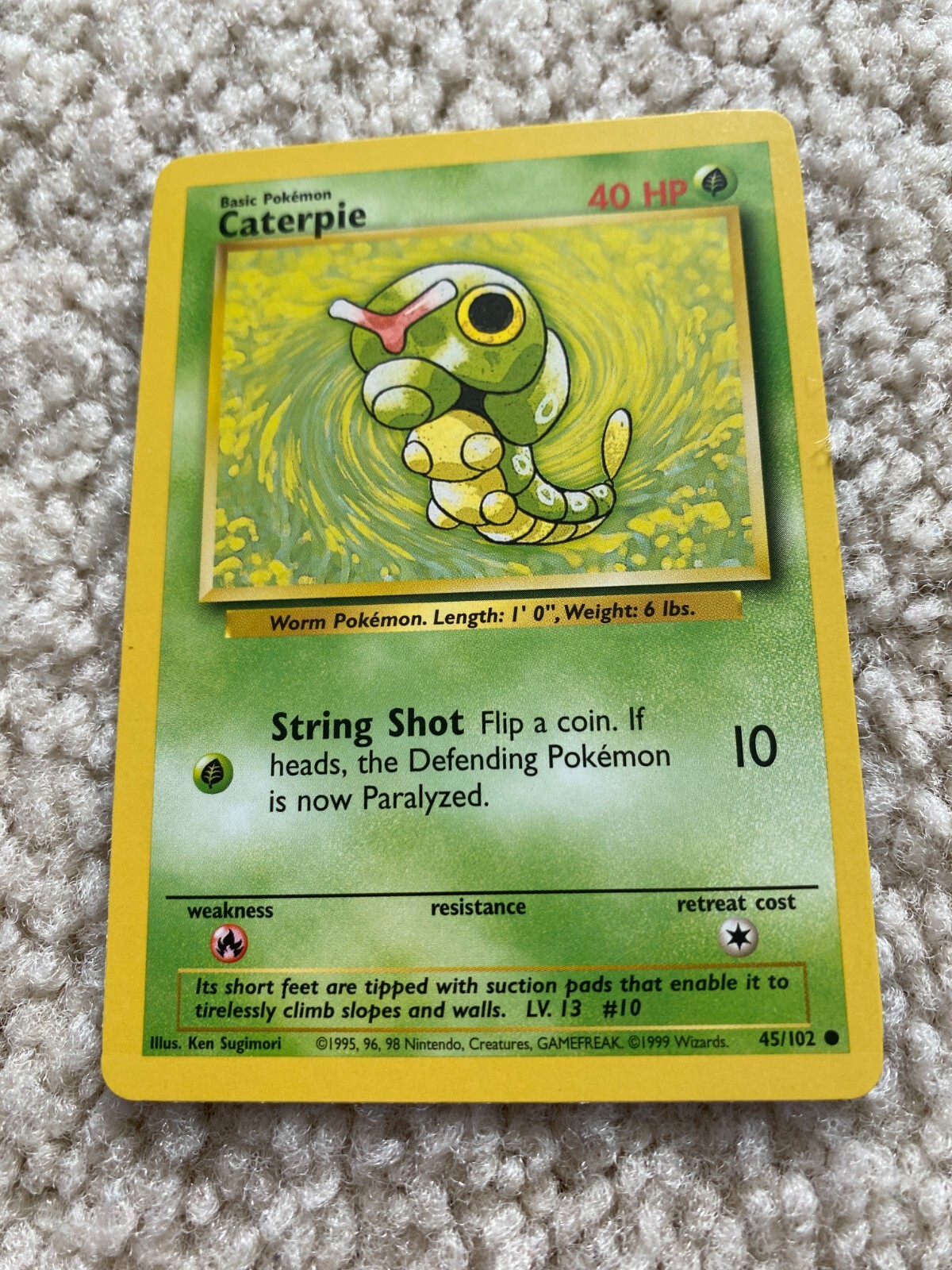 CATERPIE - Base Set - 45/102 - Common - Pokemon Card - Unlimited - 1999 - NM