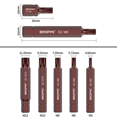 30mm/75mm M5-M12 XZN Triple Square Bits Set 12 Point Spline Bit