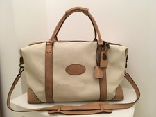 MULBERRY Cream Scotchgrain Leather Holdall Weekend Carry Bag