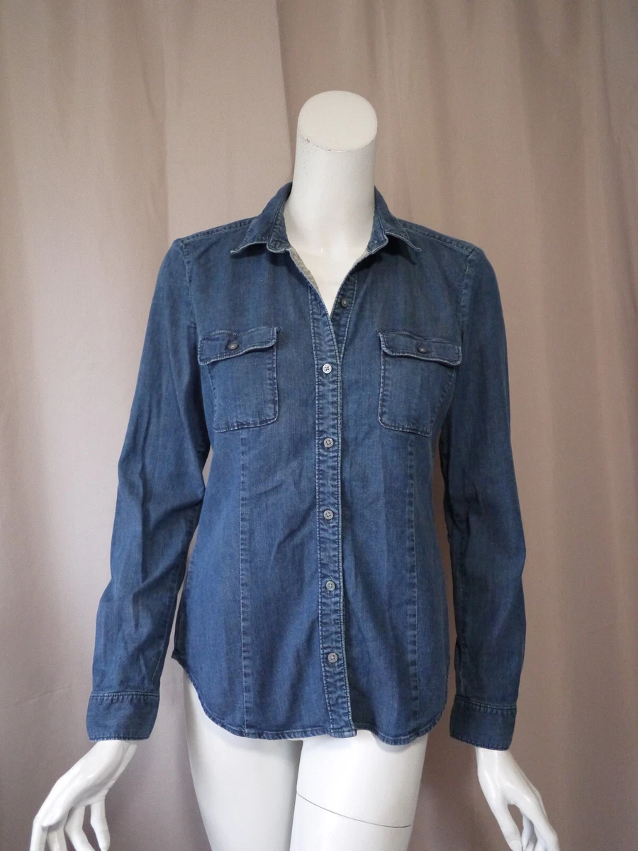 Ann Taylor Loft Denim Jean Shirt Top size S Excellent