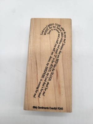 My Sentiments Exactly Candy Cane Christmas Religious Poem Wood Rubber Stamp