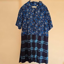 UNIQLO MARNI Floral Check Short Sleeve Shirt Dress Blue M Used