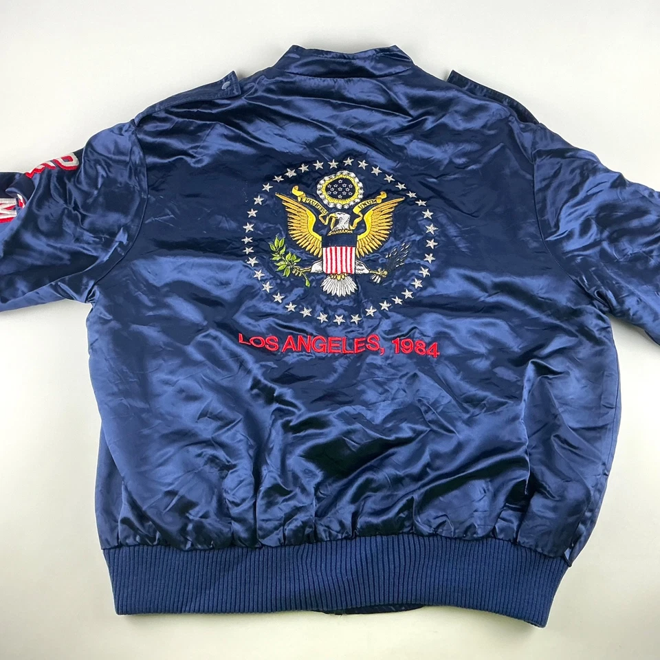 Chaqueta de bombardero satinada 1984 USA-1 Competición Juegos Olímpicos de Los Ángeles Juegos Olímpicos grandes de colección Foto 2 de 4