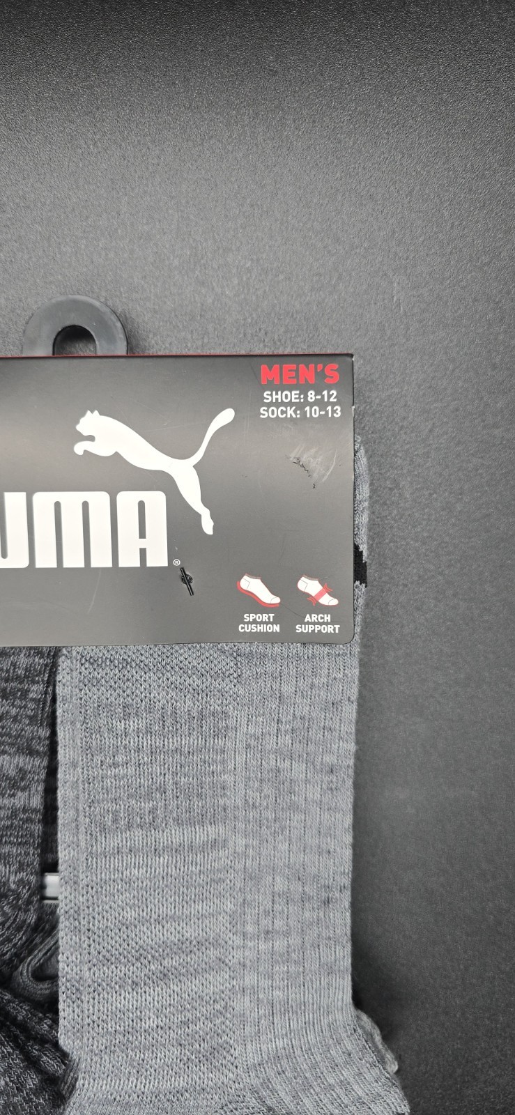 PUMA Men's 6pk Low Cut Sportstyle Athletic Socks, Large 8-12 Grey NWT thumbnail 6