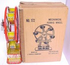 1950s J CHEIN CO. 16" METAL WIND-UP CLOWN FERRIS WHEEL #172 MINTY! BOXED! WORKS! — photo 6