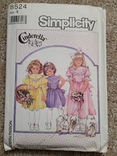 Simplicity 8524 Girls Dress in Two Lengths Cinderella Size 4 Vintage 1988 CC