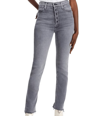 MOTHER Denim Jeans Women's 29 Grey Pixie Dazzler Ankle Fray Button Fly Slim