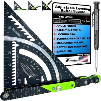 7-Inch Rafter Square with Locking Pivot Arm & Angle Finder | Precision Aluminum