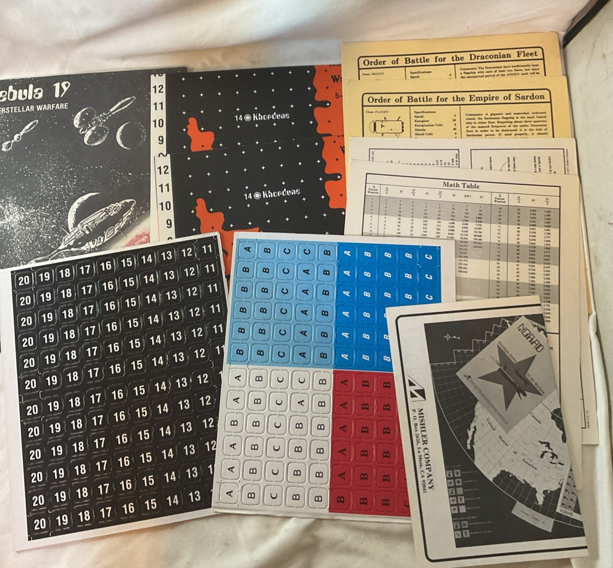 Juego de ciencia ficción Nebula 19 Interstellar Warfare RPG 1977 Mishler Co 194 sin perforar