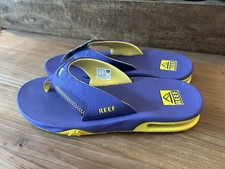 Reef Sandals Men's 10 Fanning Pregame Purple Yellow Bottle Opener Flip Flop LSU