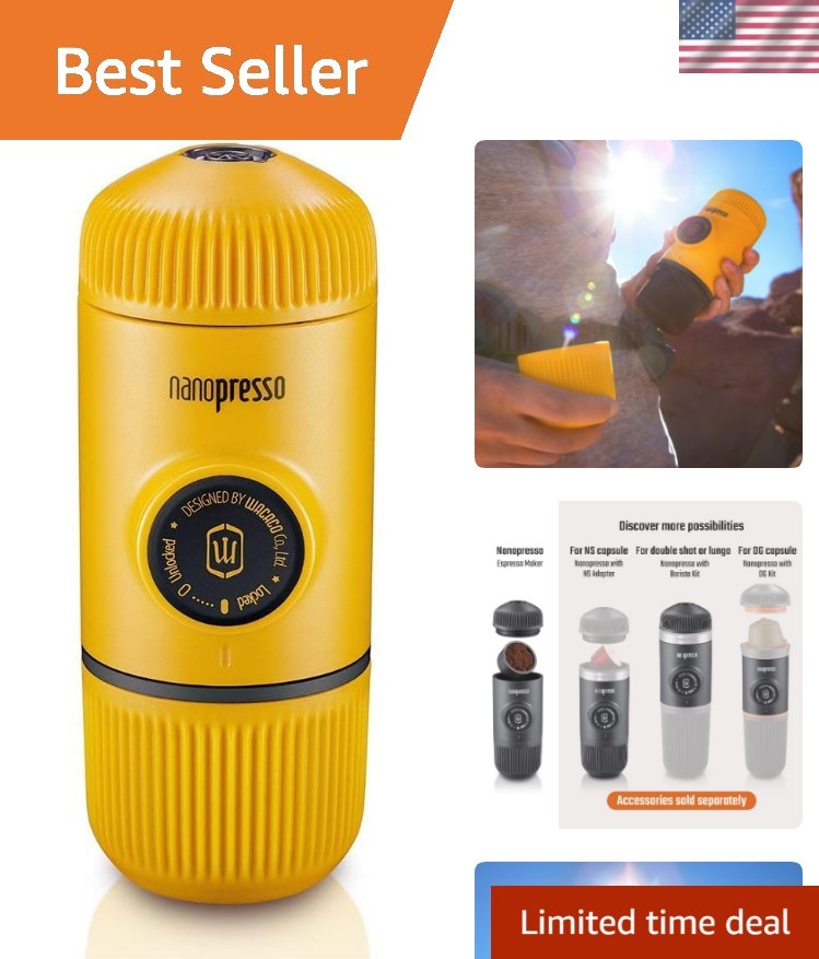 Nanopresso Portable Espresso Maker, Upgrade Version of Minipresso, 18 Bar Pre...