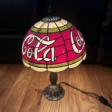 Vintage Coca Cola Tiffany Style PLASTIC Stained Glass Style Shade Lamp 15&rdquo; Coke