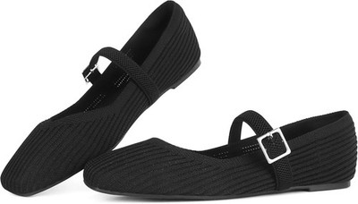 CELNEPHO Women Square Toe Mary Jane Ballet Flats Ankle Strap Dressy Shoes