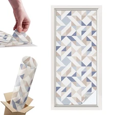 Opaque Privacy Film For Bathroom Window Geometric Patterns Abstraction