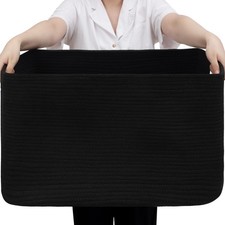 95L Blanket Basket, Large Woven Baskets for Storage, Blanket Storage for Livi...