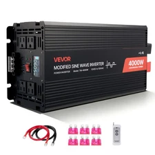 VEVOR 4000W Power Inverter 12V DC to 120V AC Modified Sine LCD Display Remote