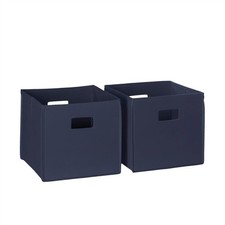 Folding Storage Bins - 2-pack of 10in Tall Navy Cubes  Fabric Bins, Set of 2