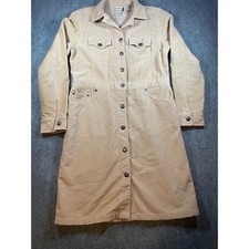 St. Johns Bay Tan Corduroy Button Down Midi Shirt Dress Womens Small Pockets