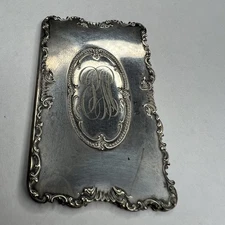 Antique Sterling Silver & Wax Paper Stamp Holder / Case Monogram EPM