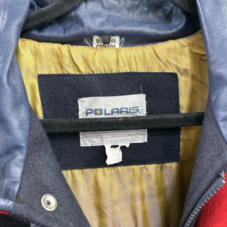 Vintage Polaris International Snowmobiles Wool & Leather Varsity Jacket Mens XL - Image 4 of 4