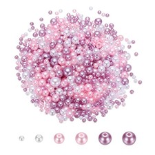 3-8mm Colored Pearls, 450Pcs Pearl Beads for DIY Craft with Holes, Pink Mix