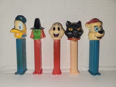 5 PEZ Dispensers Black Cat, Witch, Ghost, Donald Duck, and Icee Bear! (F)