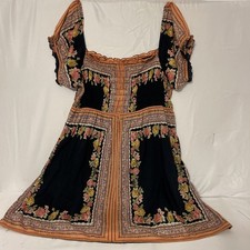 100% Cotton Floral And Black  Smocked Peasant Dress Size-3X Dreamy Cottage Core