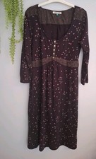 Sale 14 Purple Mix 100% Cotton Dress Tie Back Vgc Whitestuff 36" L38"