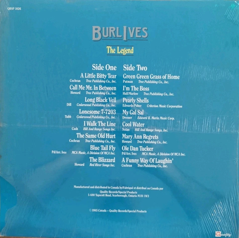 Vinyl LP Burl Ives - The Legend VG+ QRSP1026 Canada Folk - Image 2 of 4