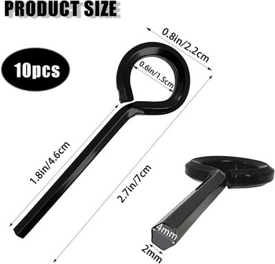 Qoaimu 10 Pack 5/32 inch Standard Hex Dogging Key with Full Loop, Black Hex Dogg