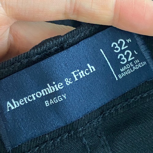 Abercrombie & Fitch Baggy Jeans Mens 32x32 Black Denim Loose Carpenter Pants Y2K - Picture 7 of 10