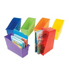 Colorful Plastic Classroom Book Bins - 3 1/2" x 7 1/4", 6 Pcs