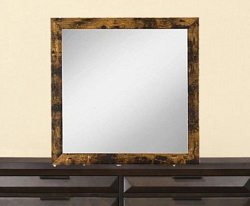 35" Rustic Oak Rectangle Dresser Mirror Mounts To Dresser With Frame - Picture 3 of 6