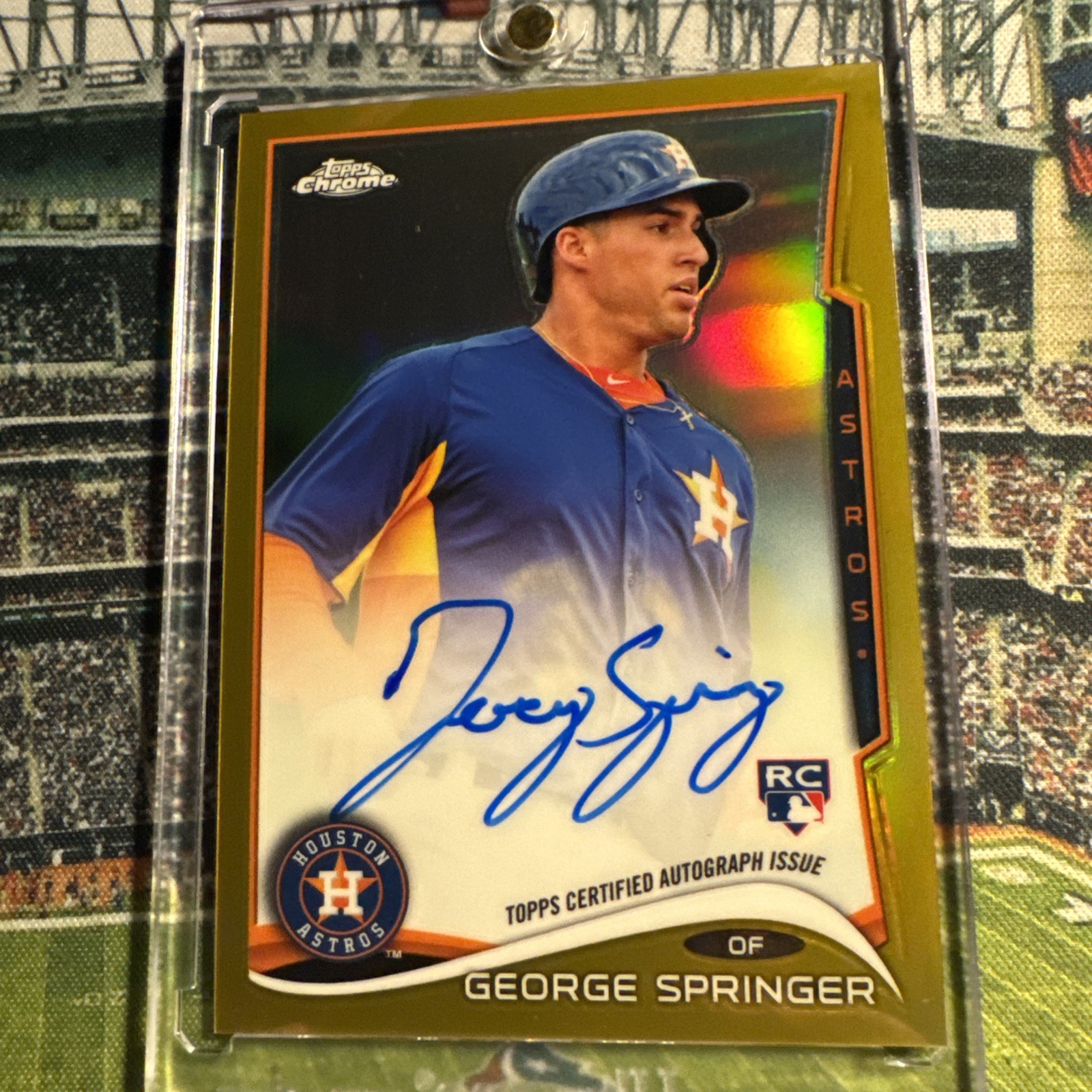 2014 Topps Chrome Gold ✨Refractor✨ 4/50 ✅George Springer RC Auto Houston Astros view 3