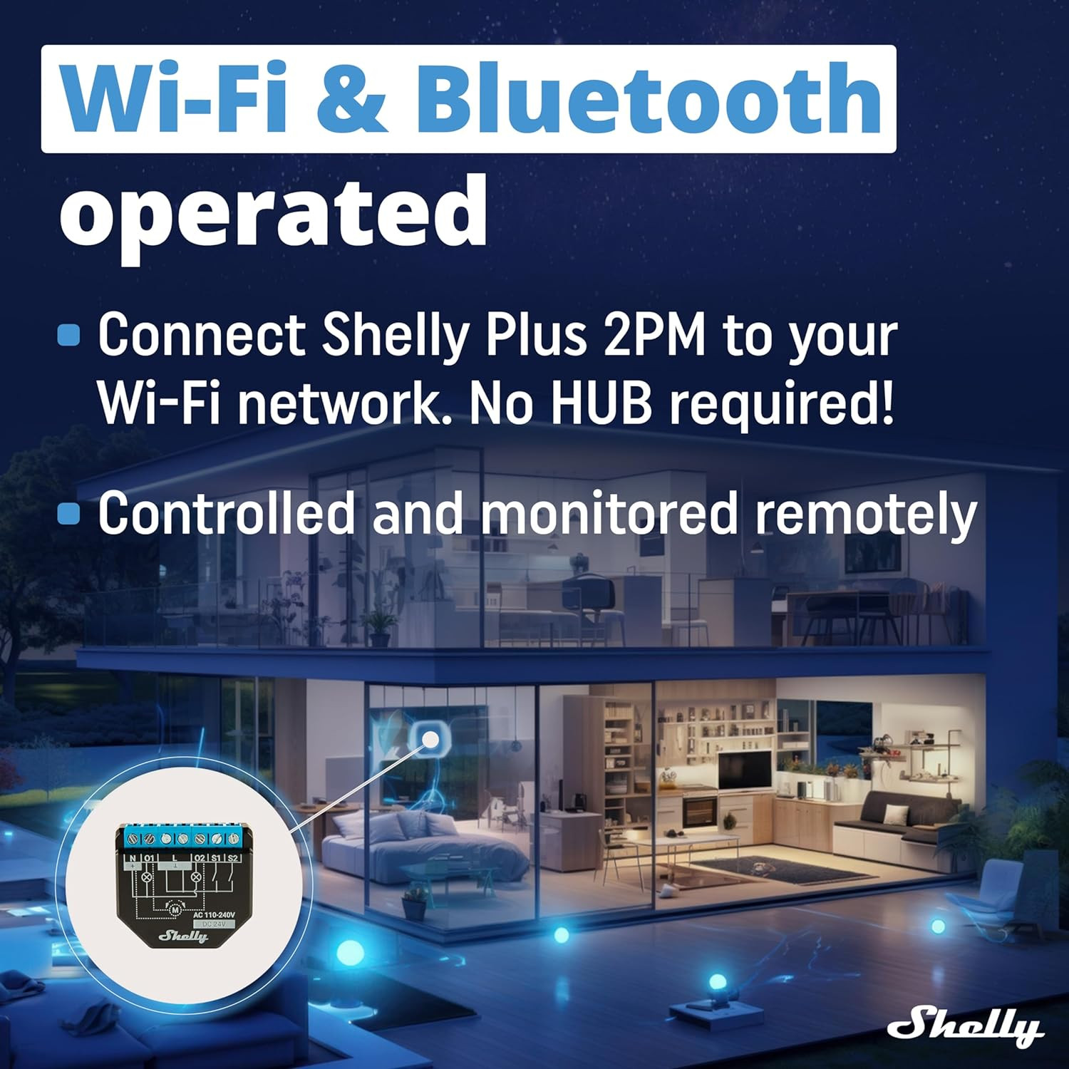 Shelly Plus 2PM: Relè WiFi Bluetooth per Tende e Tapparelle Smart - 2